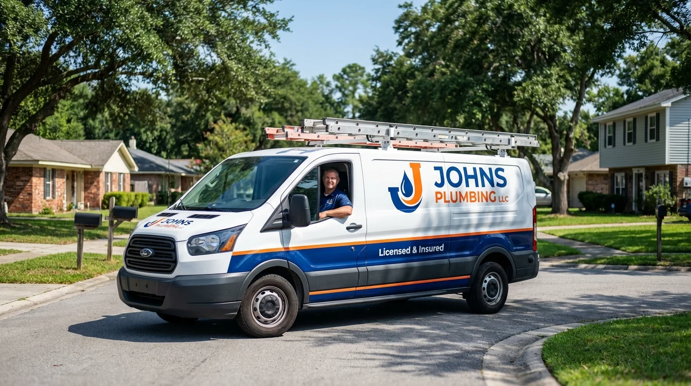 Johns Plumbing LLC service van in Oliver, PA