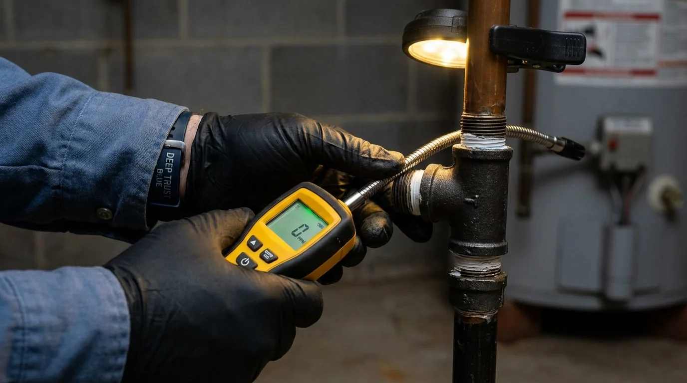 Gas leak detection with electronic sniffer by Johns Plumbing LLC in Oliver